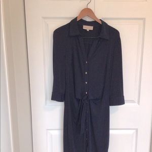 Navy shirt dress with waist detail